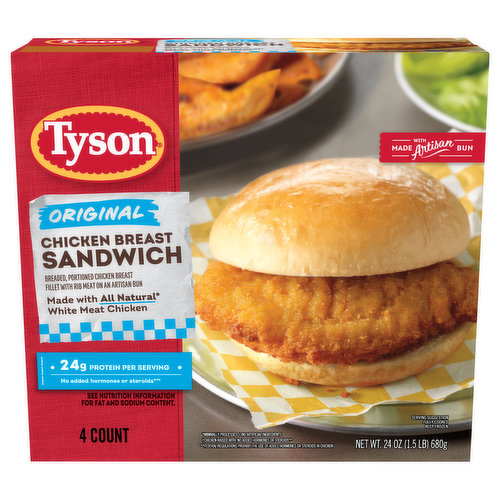 Tyson Tyson Original Chicken Breast Sandwich, 24 oz, 4 ct Box