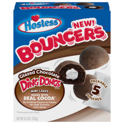 New! Bouncers. Packable 5 pouches. No high fructose corn syrup. Snackable. Poppable. Shareable.