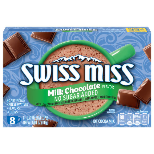 Makes a 335 larger mug than the next leading brand (When prepared according to package directions; Swiss Miss makes 8 oz mug of cocoa, next leading brand 6 oz).