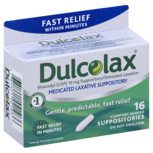 Dulcolax Suppositories, Medicated Laxative, 10 mg, Comfort Shaped