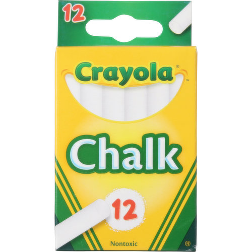 Crayola Chalk Sticks, White, Nontoxic - 12 sticks