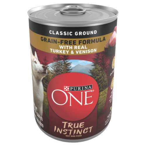 Purina One SmartBlend Dog Food, True Instinct, with Real Turkey & Venison, Classic Ground, Adult