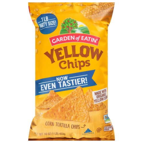 Now even tastier! no hydrogenated oil. No artificial preservatives. Our Story Begins: In 1971 when our founder turned organic blue corn into the first blue corn tortilla chip. Today, we continue to carefully craft our signature tasty & crispy chips from whole organic corn kernels to create the perfect tortilla chip. Our Unforgettable Flavor: Comes from our high-quality ingredients and organic corn we source from our long-term dedicated farming partners. Get dipping with our tasty & crispy yellow chips. We give back. Folds of honor. We proudly support folds of honor, a non profit organization that provides educational scholarships to military families. Learn more at foldsofhonor.org.