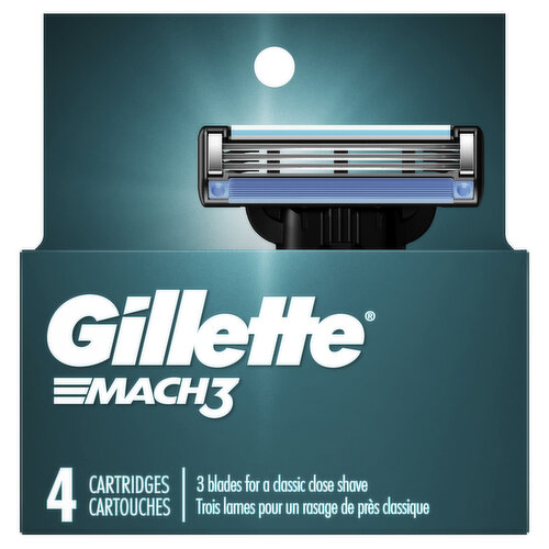 Gillette Mach3 Razor Refills for Men, 4 Razor Blade Refills