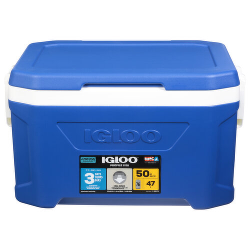 Igloo Cooler, Profile II, Blue, 50 Quart