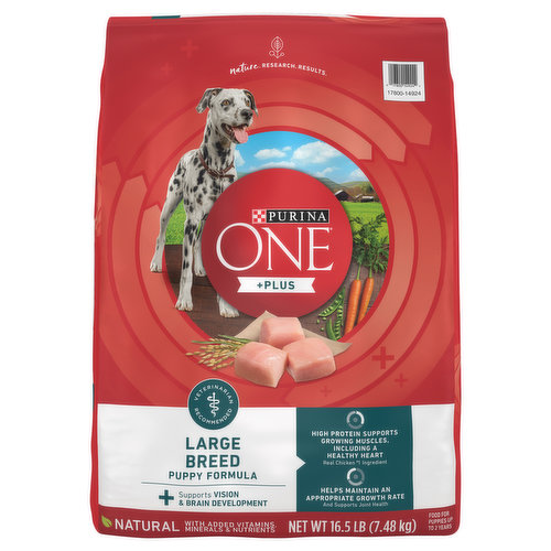 Purina One +Plus Food for Dogs, Puppy Formula, Large Breed
