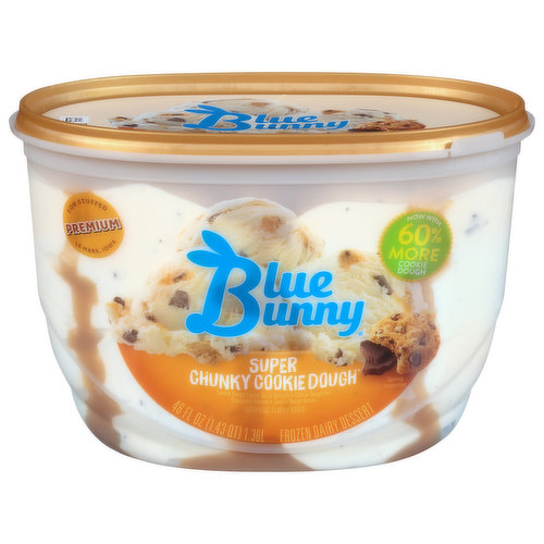 Blue Bunny Frozen Dairy Dessert, Super Chunky Cookie Dough
