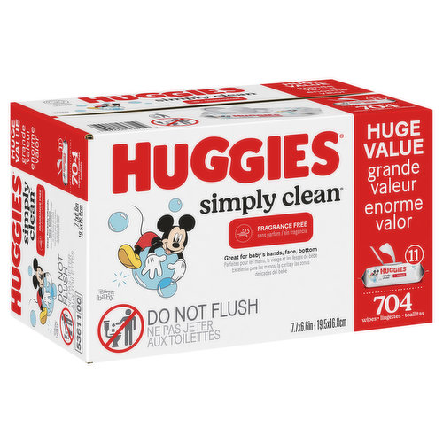 Huggies Simply Clean Baby Wipes Flip-Top Packs, Fragrance Free  Fragrance-Free