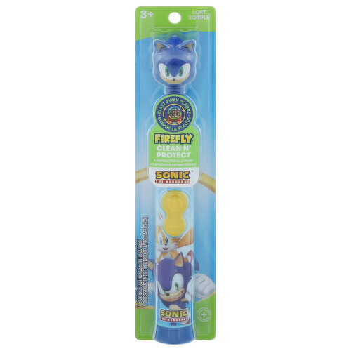 Firefly Clean N' Protect Toothbrush, with Cover, Power, Sonic the Hedgehog