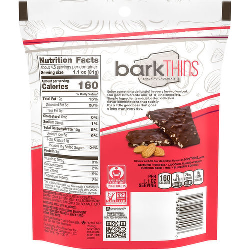 barkTHINS Dark Chocolate Mint Snacking Chocolate 4.7 oz