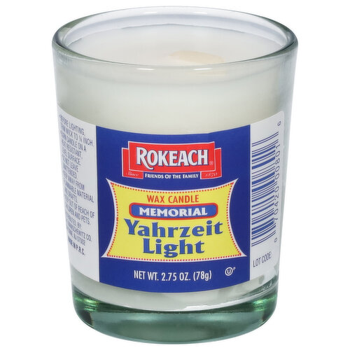 Rokeach Wax Candle, Yahrzeit Light, Memorial