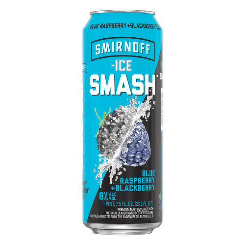 Smirnoff Ice Smash Malt Beverage, Blue Raspberry + Blackberry