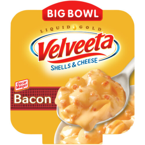 Velveeta Shells & Cheese with Bacon, Cheese Sauce & 2X the Creamy Pasta Shells Big Bowl Microwavable Meal