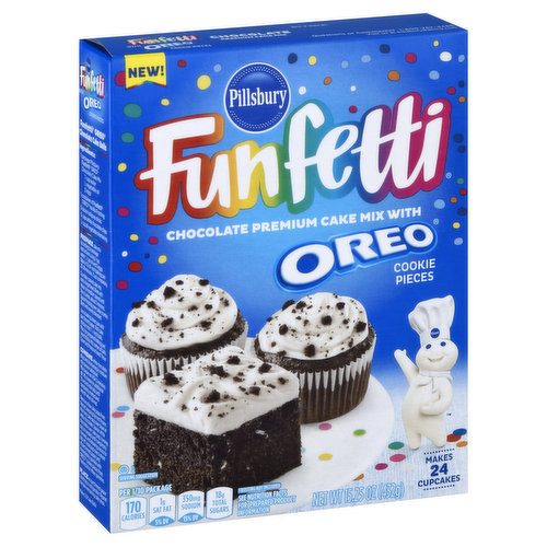 Pillsbury Funfetti Cake Mix, Chocolate with Oreo Cookie Pieces, Premium
