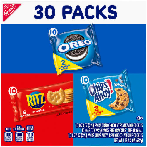 Nabisco Cookies & Crackers, Assorted, 30 Packs - 30 packs [1 lb 6.3 oz (632 g)]