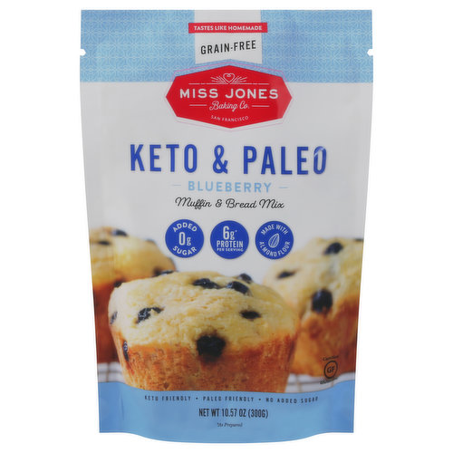 Miss Jones Baking Co. Muffin & Bread Mix, Keto & Paleo, Blueberry