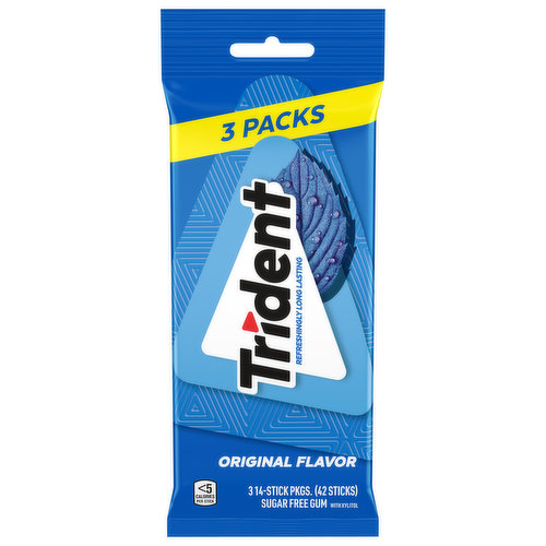 Trident Gum, Sugar Free, Original Flavor, 3 Packs
