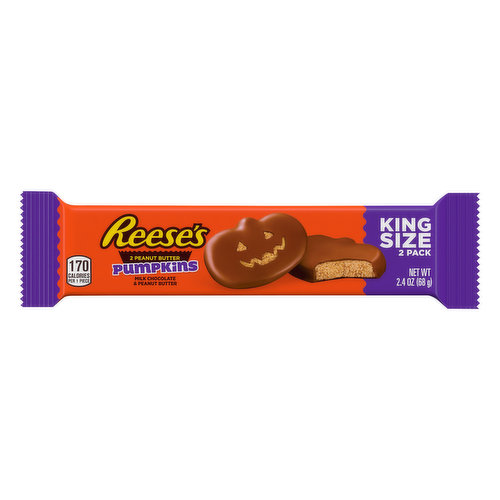 Reese's Candy, Peanut Butter Pumpkins, King Size, 2 Pack