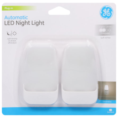 GE Night Light, LED, Automatic, Soft White, 0.5 Watts