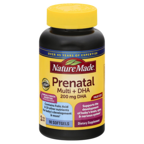 Nature Made Prenatal Multi + DHA, Softgels, Value Size
