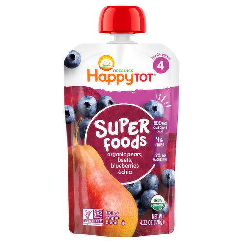 HappyTot Organics Fruit & Veggie Blend, Super Foods, Stage 4