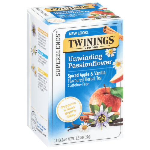 Twinings Superblends Herbal Tea, Spiced Apple & Vanilla, Unwinding Passionflower, Tea Bags