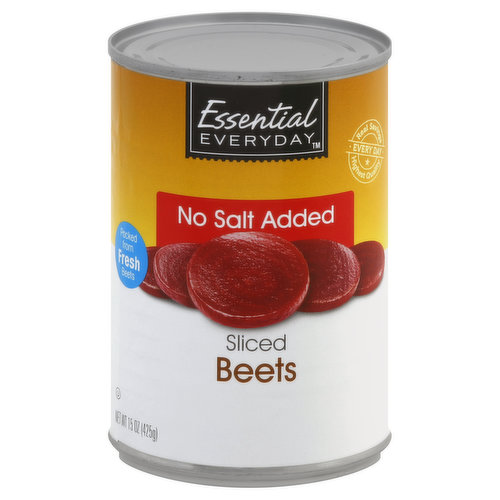 Packed from fresh beets. Real savings. Highest quality. Every day. Not a sodium free food. A gluten free food.