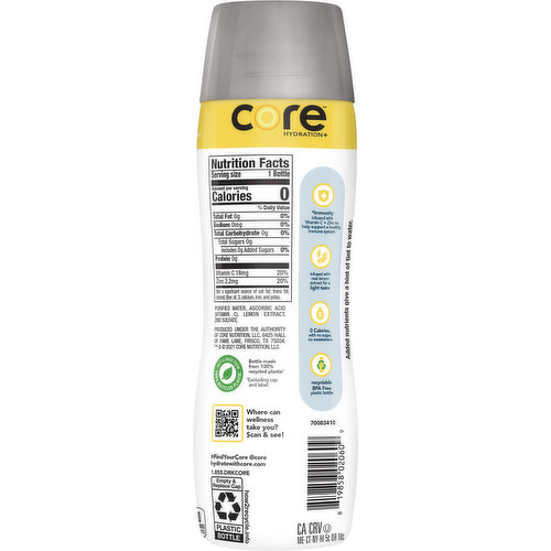Core Hydration Water, Nutrient Enhanced, Lemon Extract
