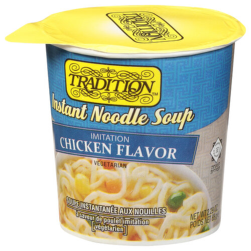 Tradition Instant Noodle Soup, Vegetarian, Chicken Flavor, Imitation