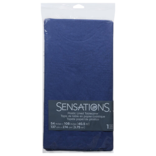 Sensations Tablecover, Plastic Lined, Navy Blue, 3 Ply