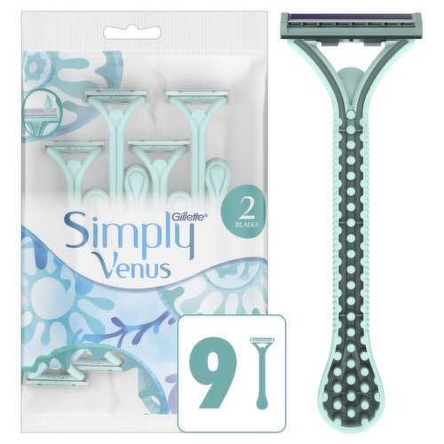 Venus Simply Venus 2 Disposable Razors, 9 Count