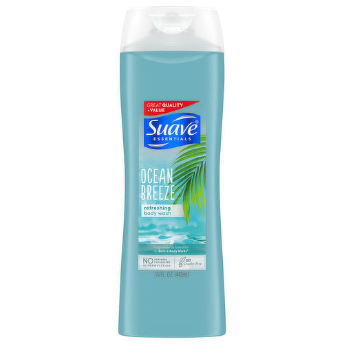 Suave Essentials Body Wash, Ocean Breeze, Refreshing