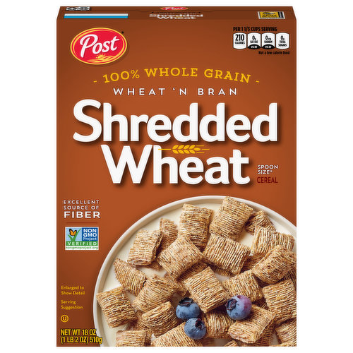 Shredded Wheat Cereal, Wheat 'N Bran, Spoon Size