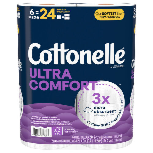 Cottonelle Ultra Comfort Toilet Paper, Mega Rolls, 2-Ply