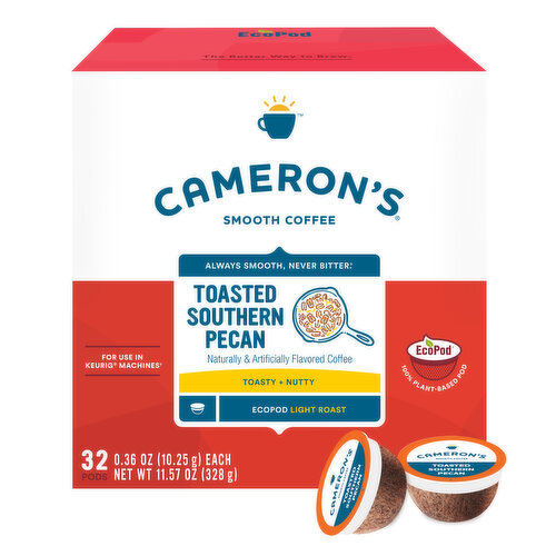 Cameron's Coffee, Smooth, Medium Roast, Toast Southern Pecan, Ecopod