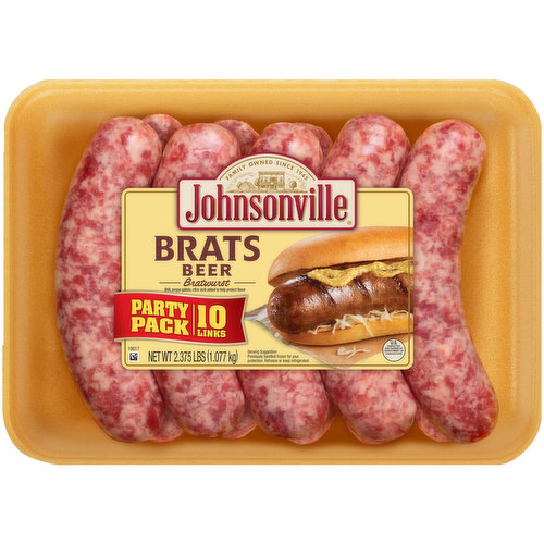Johnsonville Beer Brats, Party Pack, 10 Links