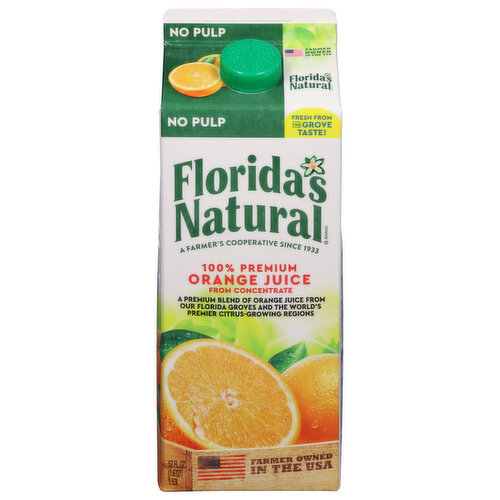 Florida's Natural Orange Juice, 100% Premium, No Pulp