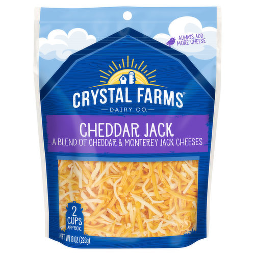 Crystal Farms Shredded Cheese, Cheddar Jack