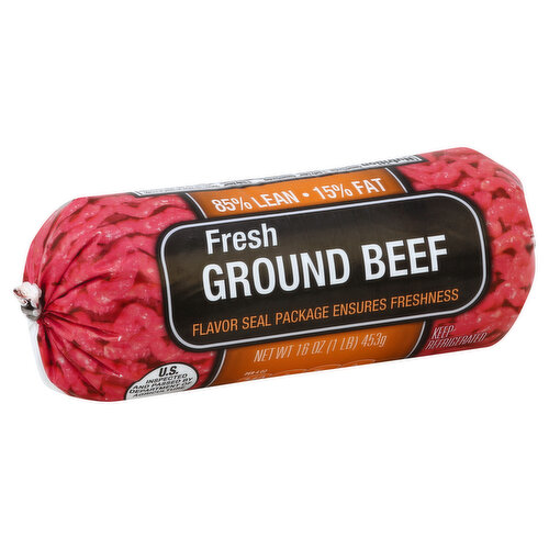 85% lean/15% fat. Fresh. Flavor seal package ensures freshness. US inspected and passed by Department of Agriculture. Per 4 oz: 240 calories; 7 g sat fat (35% SV); 75 mg sodium (3%); 0 g sugars. Our product is packaged in this wrapper to protect its freshness, natural juices and flavor. When you first open this package, you will notice a dark color. This is the natural color of the meat until its exposed to air. Once air reaches the meat, you'll notice it blooms to a bright cherry red. 877-932-7948; supervaluprivatebrands.com. Product of USA.