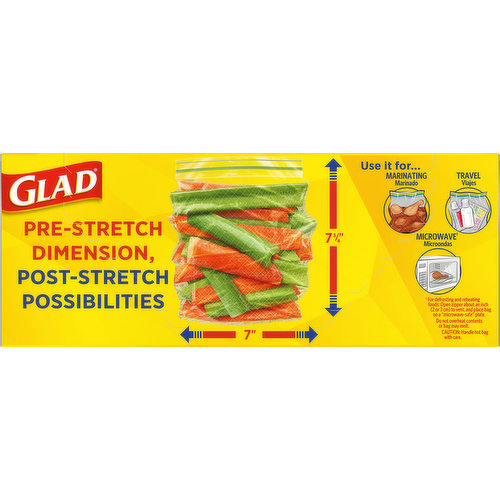 Glad Zipper Freezer Bags, Quart Size, Plastic Bags