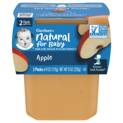 Gerber Natural for Baby Apple, Sitter 2nd Foods, 2 Pack