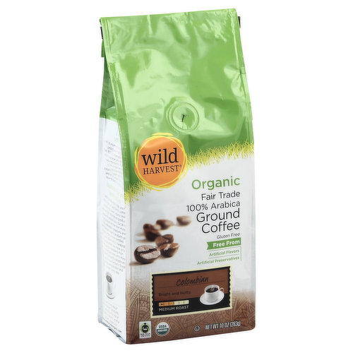 Free From: artificial flavors; artificial preservatives. Gluten free. Bright and nutty. Fair Trade Certified. USDA organic. Why we only select Fair Trade certified coffees. Fair Trade organic coffees are better for you, the environment and our fellow man. They are grown free of chemicals under the natural forest canopy, and benefit from a natural processing system practiced since the beginning of time. Your cup of Fair Trade organic coffee is simply the most delicious, the freshest and the most delicious, the freshest and the purest that any coffee can be. And when you drink it, you know you're making life better for farming families all around the world. Live free with Wild Harvest. Wild Harvest is a complete selection of products that are free from more than 100 artificial preservatives, flavors, colors, sweeteners and additional undesirable ingredients. Our products are pure and simple because they're flavored and colored by nature and created to support your family's healthy and active lifestyle. People of all ages love the taste of Wild Harvest foods. Nutritious Food and Healthy Values. When you know what's inside, you're free to enjoy lush salad blends, yummy chocolate chip cookies, organic milk and more. Each Wild Harvest product is wholesome and delicious. Our Wild Harvest products are free from more than 100 undesirable ingredients and our Wild Harvest organic products go one step further and are certified organic by the USDA's strict standards. Wild Harvest products are made only with high quality ingredients from growers and manufactures who share our commitment to healthy people and planet. It's easy to love fantastic foods that nourish growing bodies and fit your budget, every day. To learn more about Wild Harvest products, including our full line of organic products, and for recipes, please visit www.wildharvest organic.com. Certified organic by OCIA SUPN: A-221. Supervalu quality guaranteed. We're committed to your satisfaction and guarantee the quality of this product. Contact us at 1-877-932-7948, or www.supervalu-ourownbrands.com. Please have package available. By choosing this Fair Trade product you are directly supporting a better life for farming families through fair prices, direct trade, community development and environmental stewardship. www.fairtradecertified.org. Product of USA.