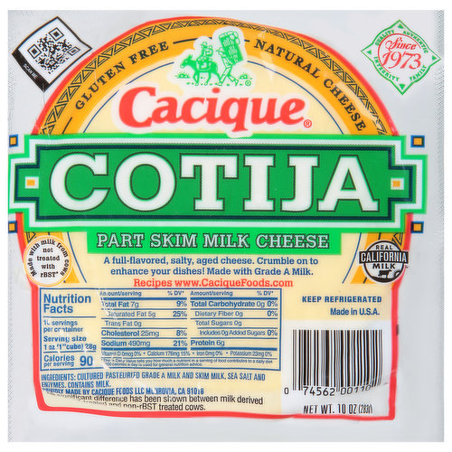 Cacique Cheese, Part Skim Milk, Cotija