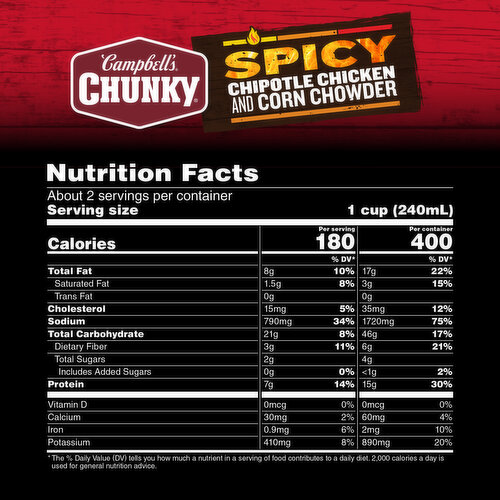 Campbell's® Chunky® Spicy Chipotle Chicken Corn Chowder Soup