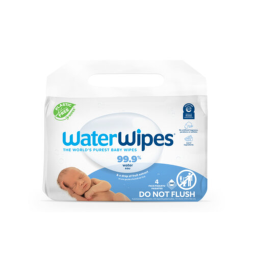 WaterWipes Original 99.9% Water Based Wipes, Unscented & Hypoallergenic for Sensitive Skin