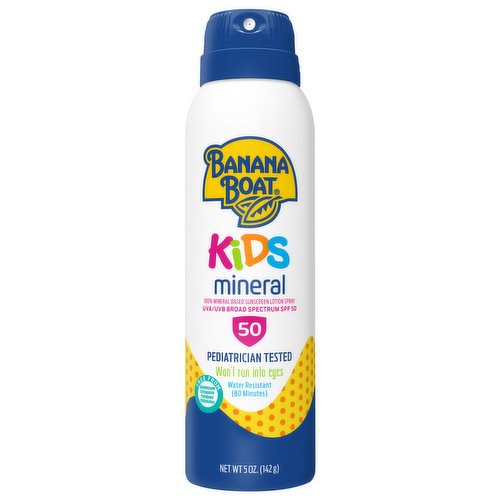 Banana Boat Sunscreen Lotion Spray, 100% Mineral Based, Broad Spectrum SPF 50