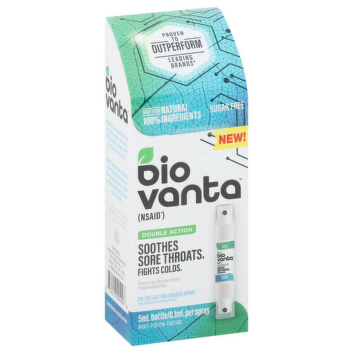 Biovanta Sore Throat Spray, Fights Colds, Double Action