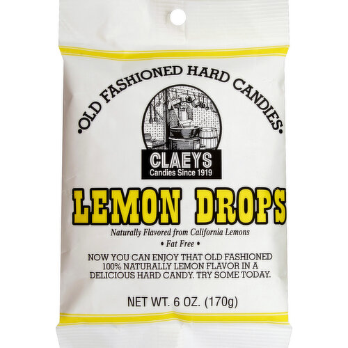Naturally flavored from California lemons. Candies since 1919. Fat free. Now you can enjoy that old fashioned 100% naturally lemon flavor in a delicious hard candy. Try some today. Claeys Candies was established in 1919 with a commitment to quality that continues today. Through three generations of candy makers, Claeys has gained a reputation for producing smooth textured, deliciously flavorful old-fashioned hard candies. When you purchase any Claeys product, you'll taste the difference experience makes. Quality Freshness Guarantee: Thank you for purchasing Claeys delicious Old Fashion Sugared Hard Candies. The candy left our factory Fresh and in excellent condition. Approx. 17 calories per piece. Visit us at www.claeyscandy.com.