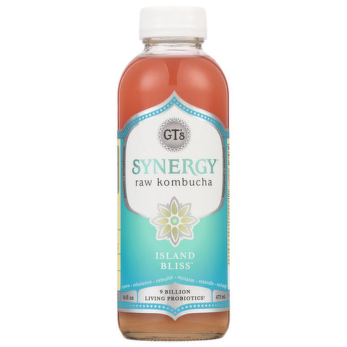 GT's Synergy Kombucha, Raw, Island Bliss