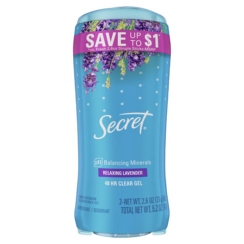 Secret Fresh Expressions Fresh Clear Gel Deodorant for Women Clear Gel, Summer Berry, 2.6 oz each, Pack of 2